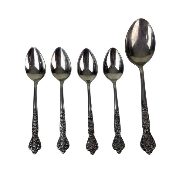 Set of 4 + 1 Serving Versailles Stainless Steel MSI Made in Japan Spoons 6.5" - Picture 1 of 11